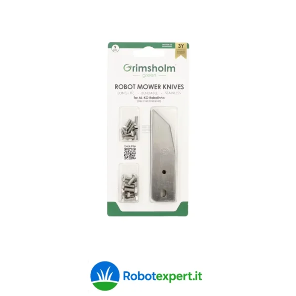 Lama robot rasaerba 93,2x17,15 mm adatto per AL-KO,Efco,Solo,Brill, 9 pcs cod. FGP1145 – Lama robot rasaerba 93,2x17,15 mm