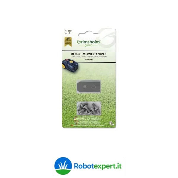 Lama robot rasaerba 35x18 mm adatto per Mowox, 9 pcs cod. FGP1170 – Lama robot rasaerba 35x18 mm adatto per Mowox, 9 pcs cod.
